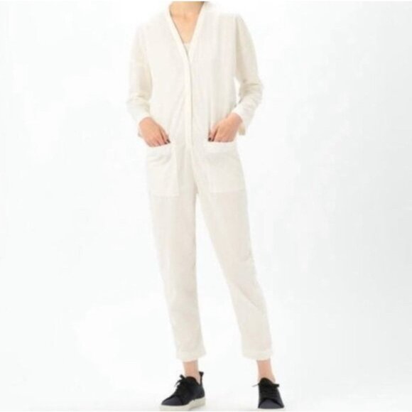 James Perse Jumpsuit Ivory Ultra Fine Corduroy $325 Women’s XL Read - Picture 1 of 12